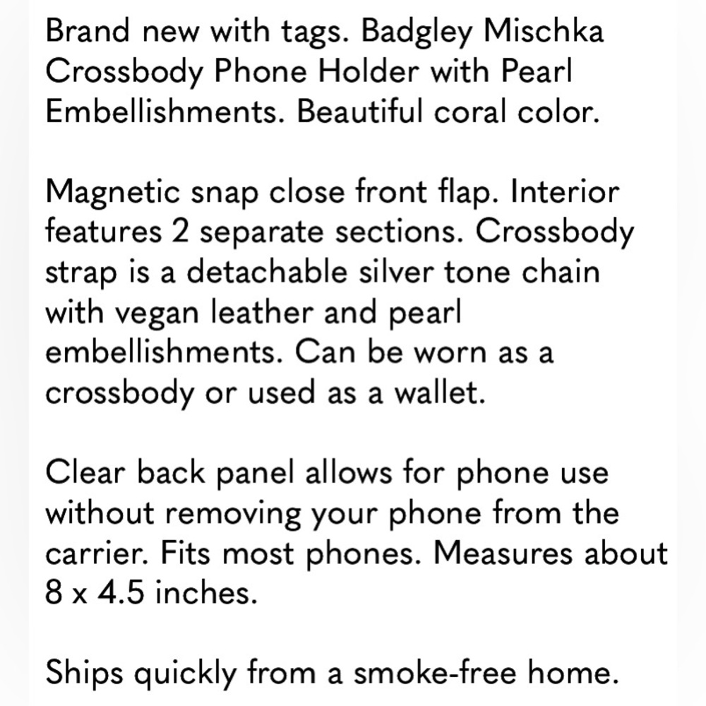 Badgley Mischka Coral Pearls Strap Phone Case Wallet Purse - Great for Cellphone - Picture 3 of 10